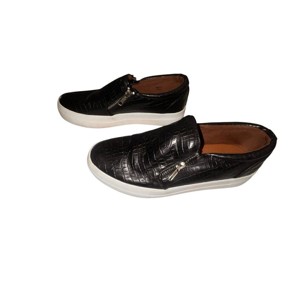 Report Black Moc Croc Ronnie Tennis Shoe Casual Shoe with Zipper
